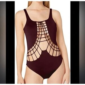 Dolce Vita Rust Cutout One-Piece Swimsuit Large